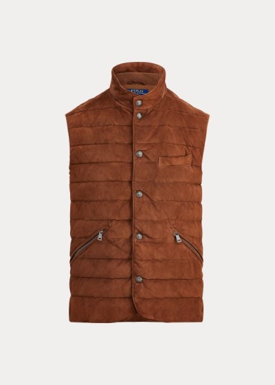 Chaleco Polo Ralph Lauren Hombre Marrom - Quilted Suede - YCEQI0268